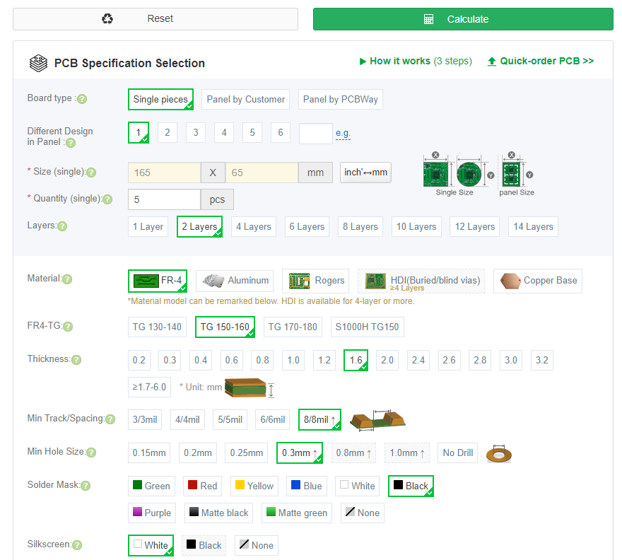 PCBWay settings 1