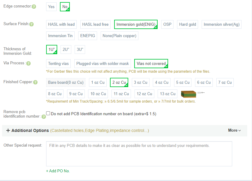 PCBWay settings 2